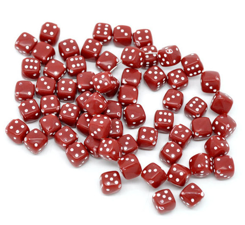 Akrylové kostky červené 8,5mm/ 100ks