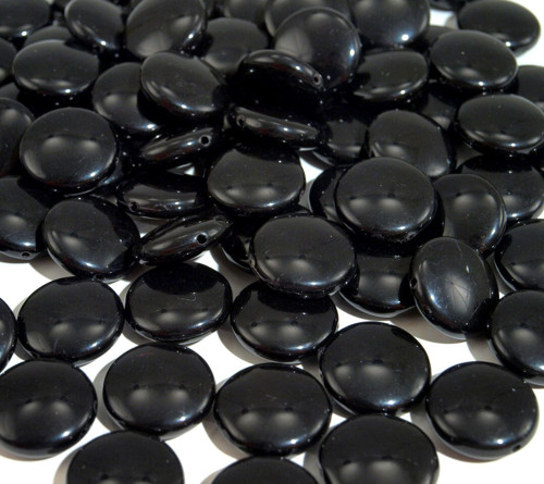 Akrylové korálky lentilky/ černá/ 16mm/ 10ks