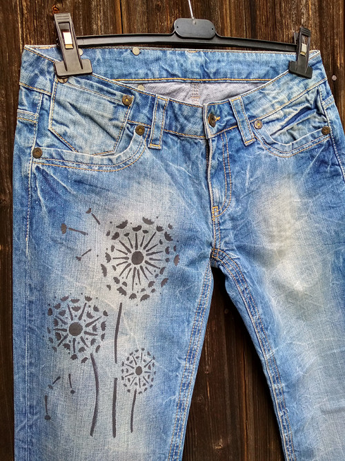 Jeans denim - pampelišky black — foto 1
