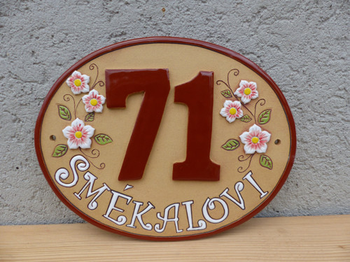 Domovní číslo se jménem- motiv růže1 - na obj.