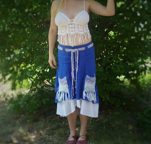 Lněná boho sukně — foto 1