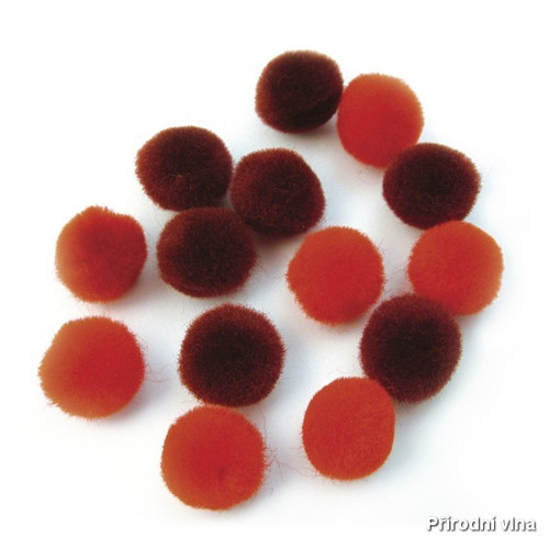 Pomponky 15 mm červená směs 60 ks