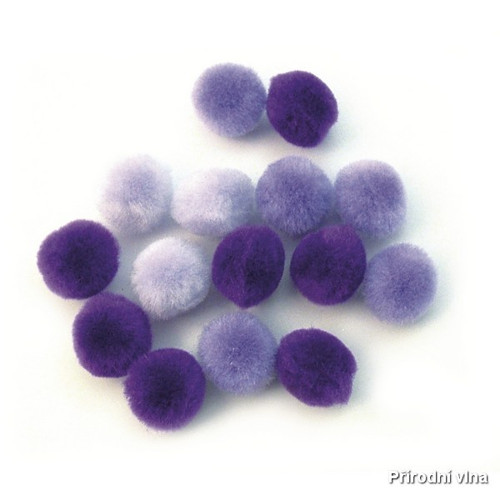 Pomponky 15 mm fialová směs 60 ks