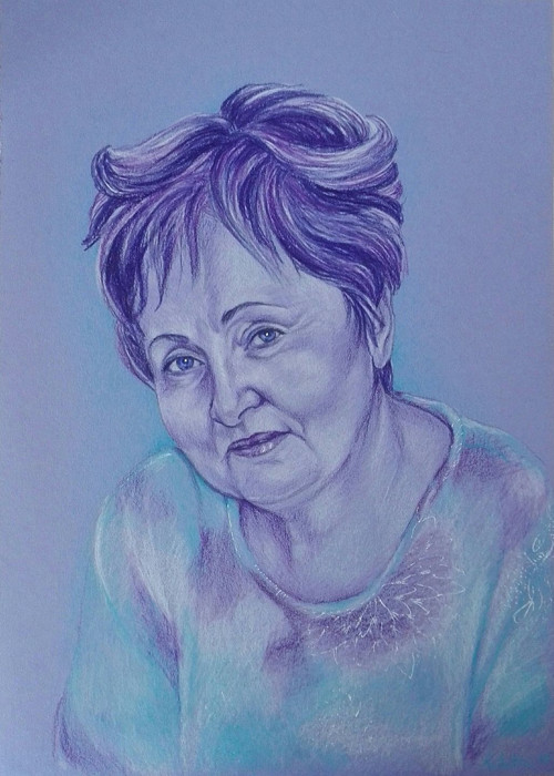 Fialková, portrét podle fotografie 24 x 34