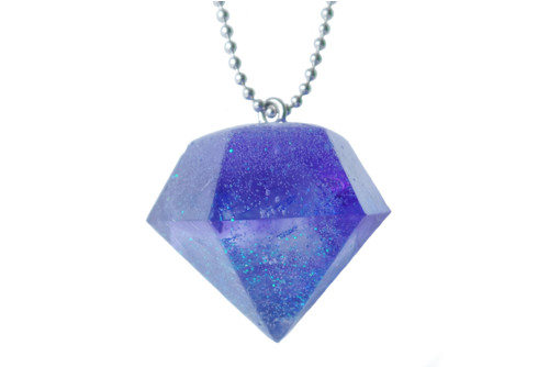 Náhrdelník "Resin" tvar diamant modrý