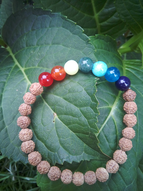 Náramek rudraksha, acháty, amazonit a nefrit — foto 1