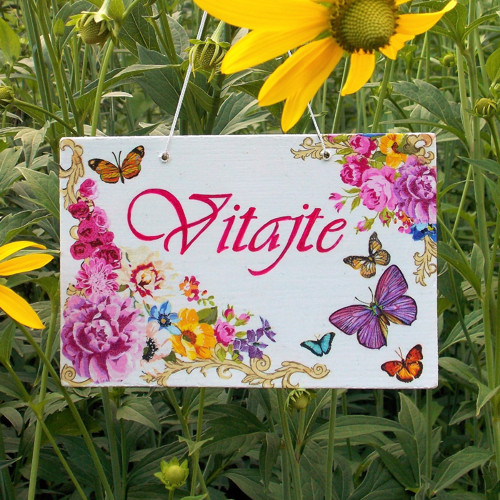 Uvítací cedulka Růže a motýlky