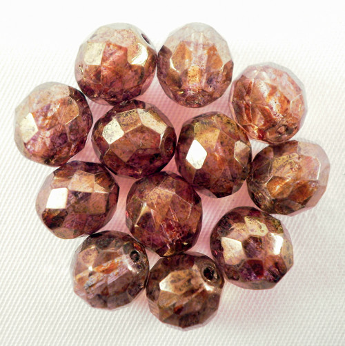 15ks České broušené ohňovky 10mm Crystal Violet