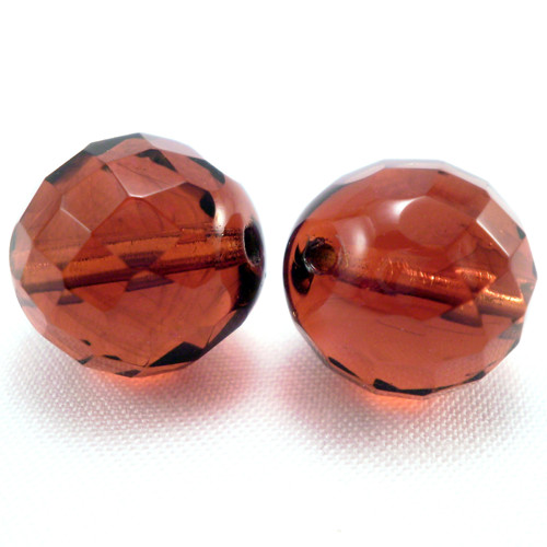 10ks České broušené ohňovky 14mm Dark Topaz
