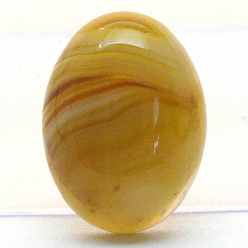 Kabošon žlutý pruhovaný achát ovál 20mm