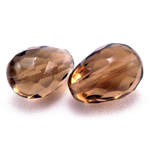 4ks České broušené ohňovky 16x12mm Smoky Topaz