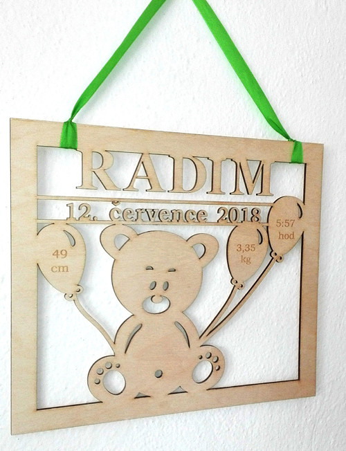 Obraz MEDVÍDEK s porodními údaji