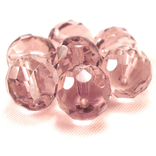 10ks České broušené ohňovky 12mm Light Amethyst