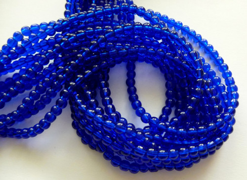 Skleněné korálky tmavěmodré 4mm/20ks/7,- Kč