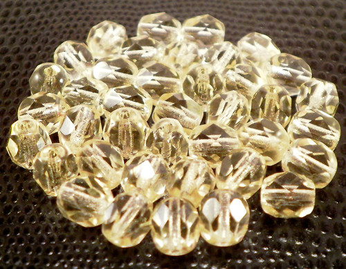 60ks České broušené ohňovky 6mm Jonquil