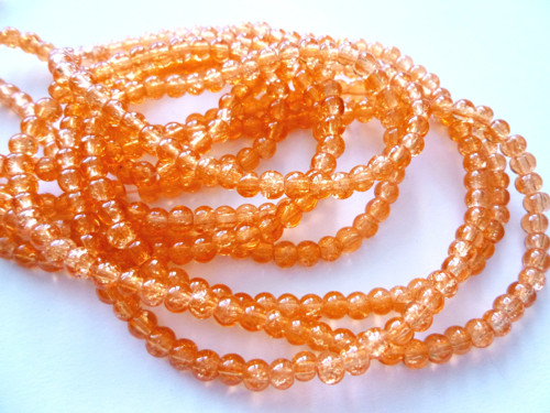 Práskané korálky oranžové 4mm/20ks/7,- Kč