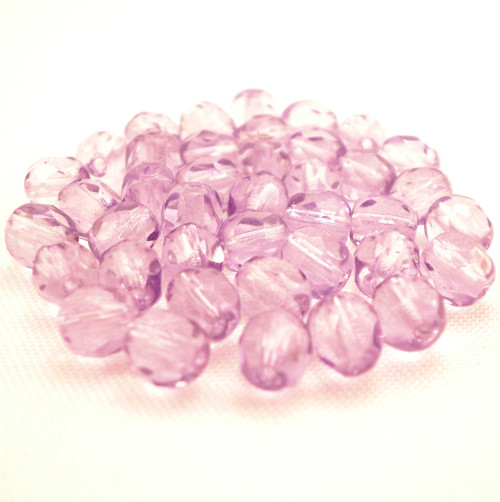 60ks České broušené ohňovky 6mm Light Amethyst