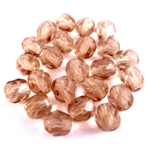 60ks České broušené ohňovky 6mm Smoky Topaz