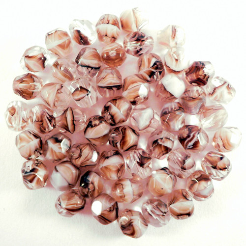 60ks České broušené ohňovky 6mm Brown Agate