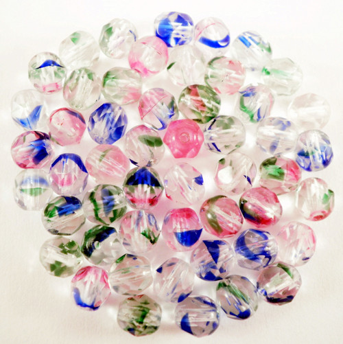 60ks České broušené ohňovky 6mm Crystal Color MIX