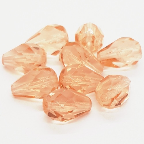 Korálky mačkané,10x7mm, růžová, 3ks