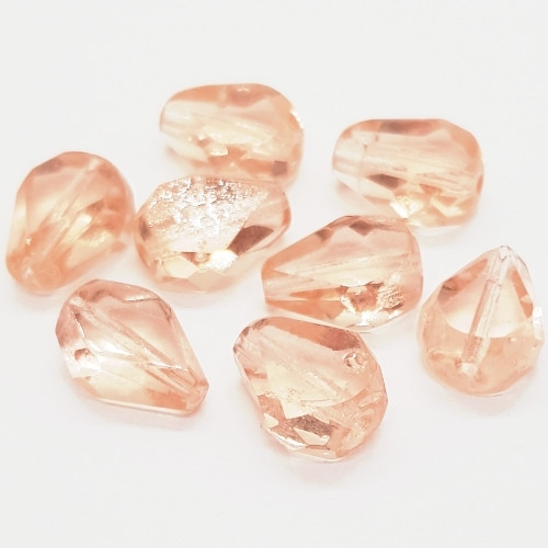 Korálky mačkané,10x13mm, růžová, 2ks