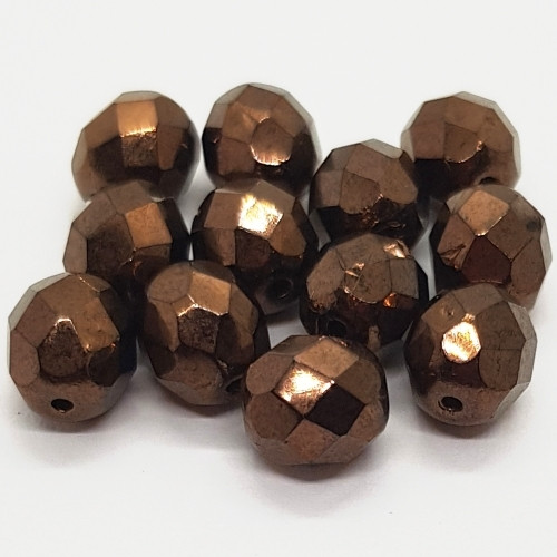 Korálky mačkané, 8x7mm, hnědá, 13ks — foto 1