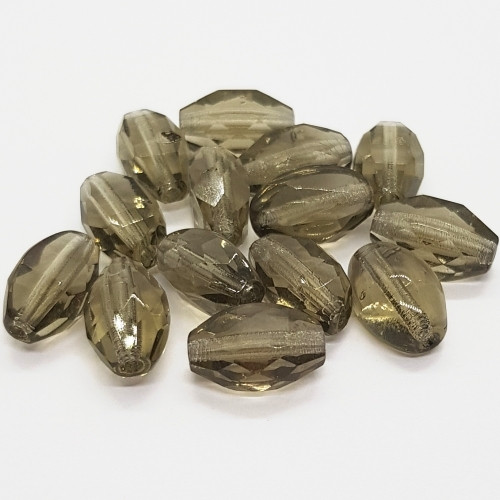 Korálky mačkané, 12x8mm, šedožlutá, 6ks