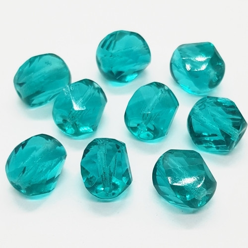 Korálky mačkané, 10x7mm, modrá, 2ks — foto 1