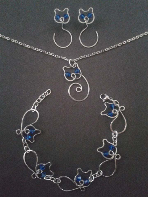 Kočička - souprava - Swarovski - chirurgická ocel