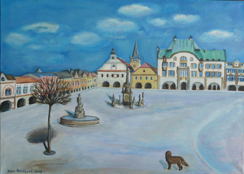 Dvůr Králové - originální olejomalba