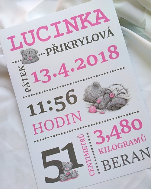 Plakát "Údaje o miminku" No.1
