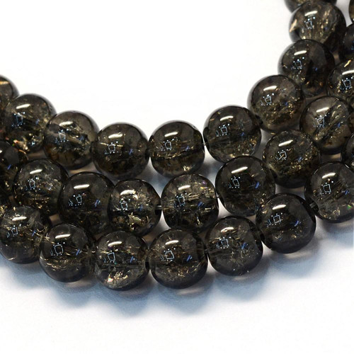 Skleněné práskané, černo kávové 8mm/20ks
