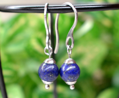 Náušnice s minerálem - Lapis lazuli