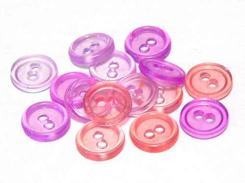 Knoflíky, sada, 15ks, 3 barvy, transparent růžová