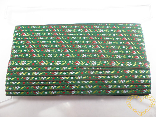 Tmavě zelená krojová stuha - vzorovka - š 1 cm