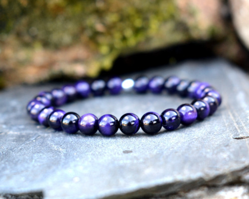 Ochranný amulet - TYGŘÍ OKO INDIGO / HEMATIT