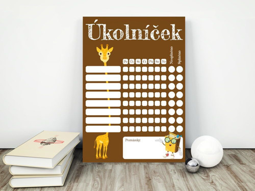 Úkolníček + 8ks magnetů - HNĚDÝ