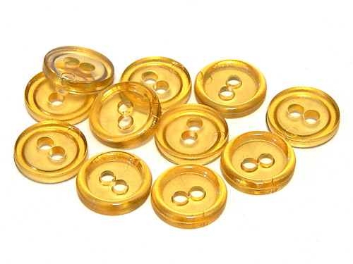 Knoflíky, balení 10ks, 12mm, průhledná amber