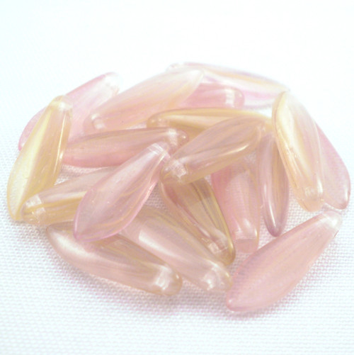 10ks Korálky Jazýčky 5x16mm Růžová Žlutá kombi