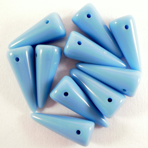 2ks Korálky Spikes 7x17mm Akvamarín
