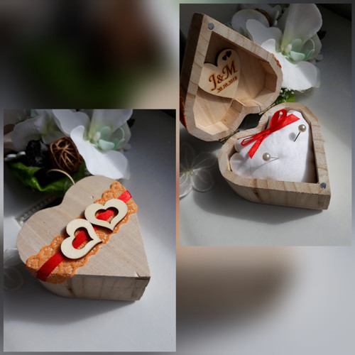 Srdíčko na prstýnky + 10 ks srdíček s monogramy