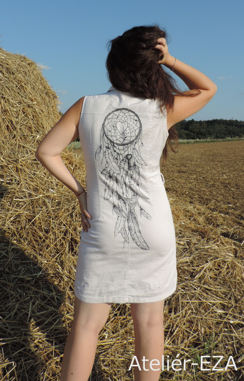 Boho šaty s lapačem a krajkou - vel. M,L