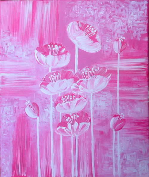 Růžová abstrakce III - 30x25 cm