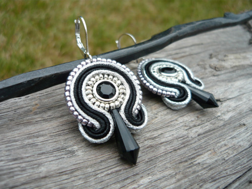 Soutache náušnice Black&Silver mini — foto 1