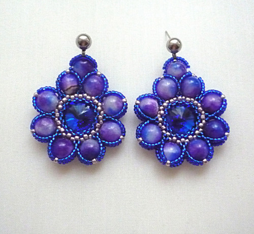 Náušnice Purple Jade Flowers (jadeit) — foto 1