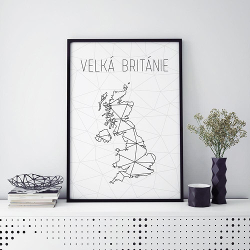 VELKÁ BRITÁNIE, minimalistická mapa (A4) — foto 1