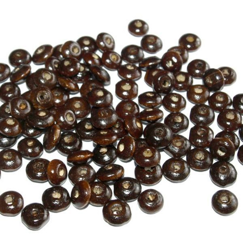 Dřevěné korálky - lentilky 8 x 4 mm (cena 200ks)