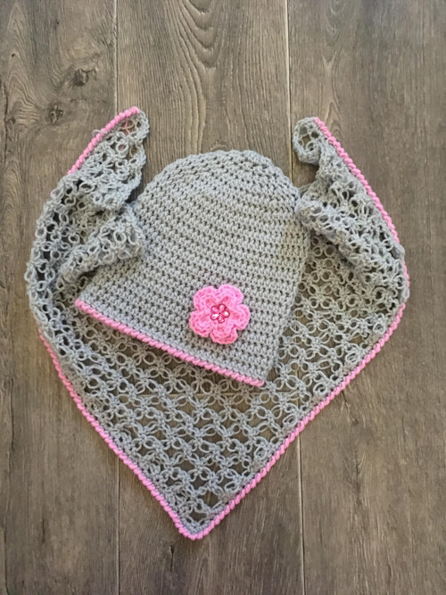Háčkovaný set čepice (48-54cm) a šátek — foto 1