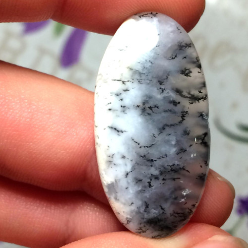 Dendritický opál kabošon ovál (31x16x3mm, Do011)